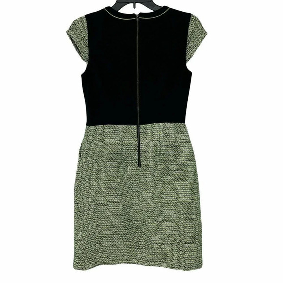 Halogen Dress Women's Sz 0 Lime Green Mini Sheath Bodycon Round Neck Cap Sleeve - Picture 2 of 6